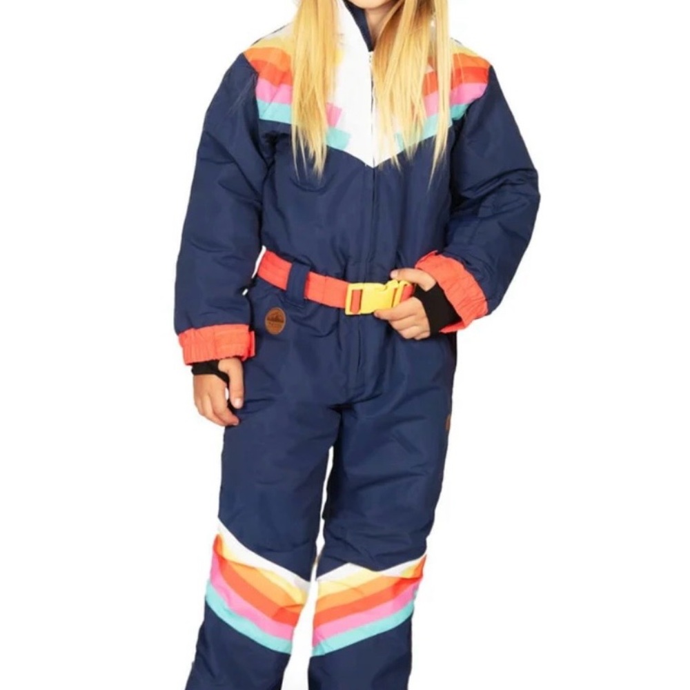Tipsy Elves Kids Retro Ski Suit - Navy and Multicolor